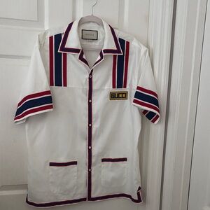 Gucci White Shirt with Red and Blue Accents